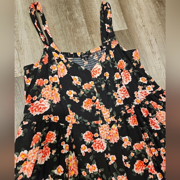TORRID 4x Challis Tank Black Floral Dress Pinup Vintage V Neck Corset Fit Flare - Picture 3 of 9
